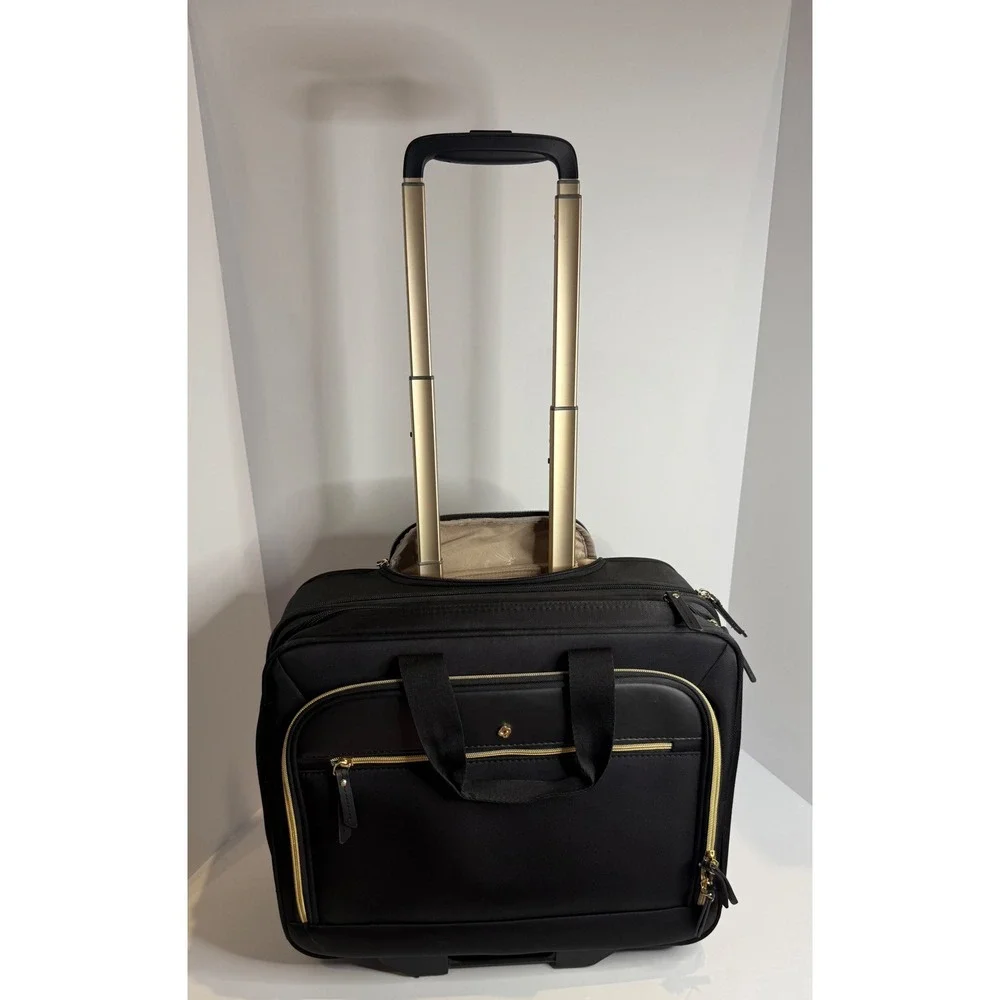 Samsonite Mobile Solution Spinner Mobile Office Rolling Laptop Bag Black Gold